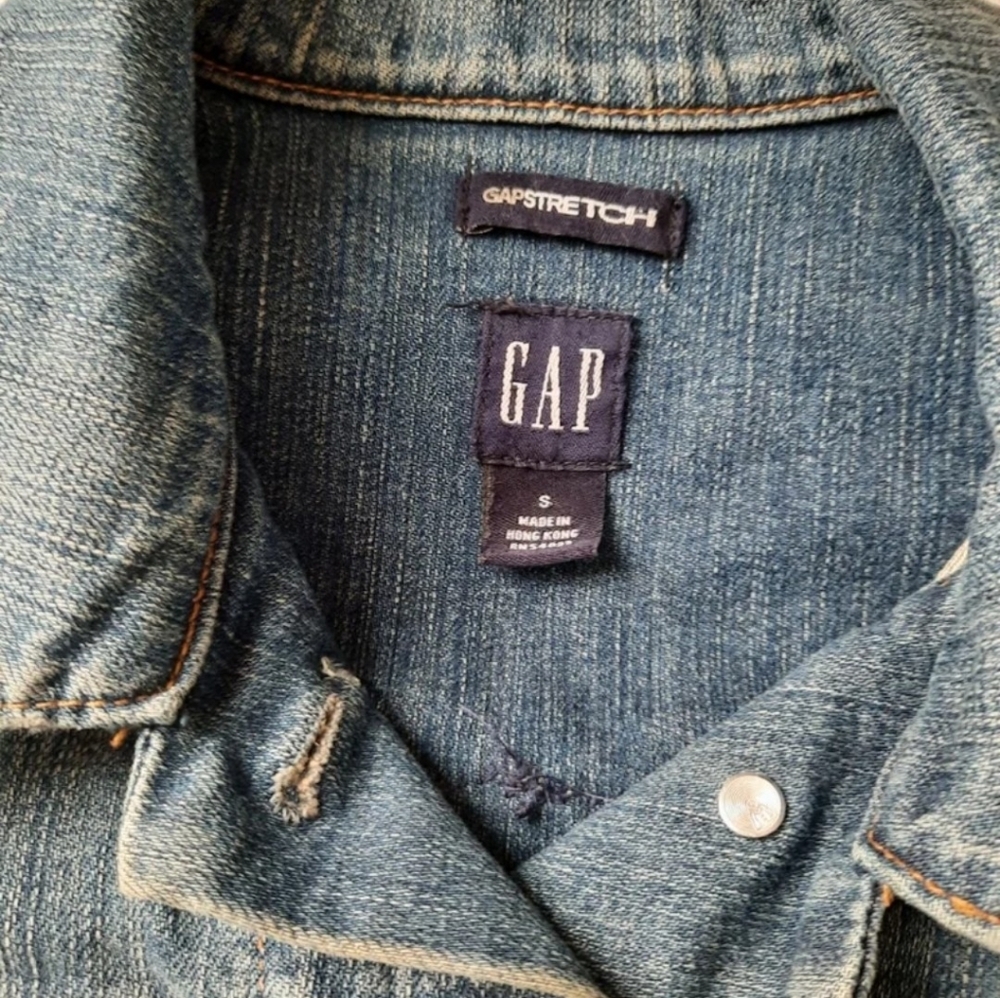 Upcycled jean jacket S handmade granny squares Gap - Picture 6 of 6